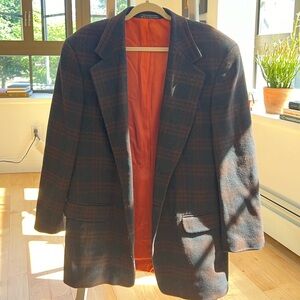 Plaid Blazer with Orange Lining